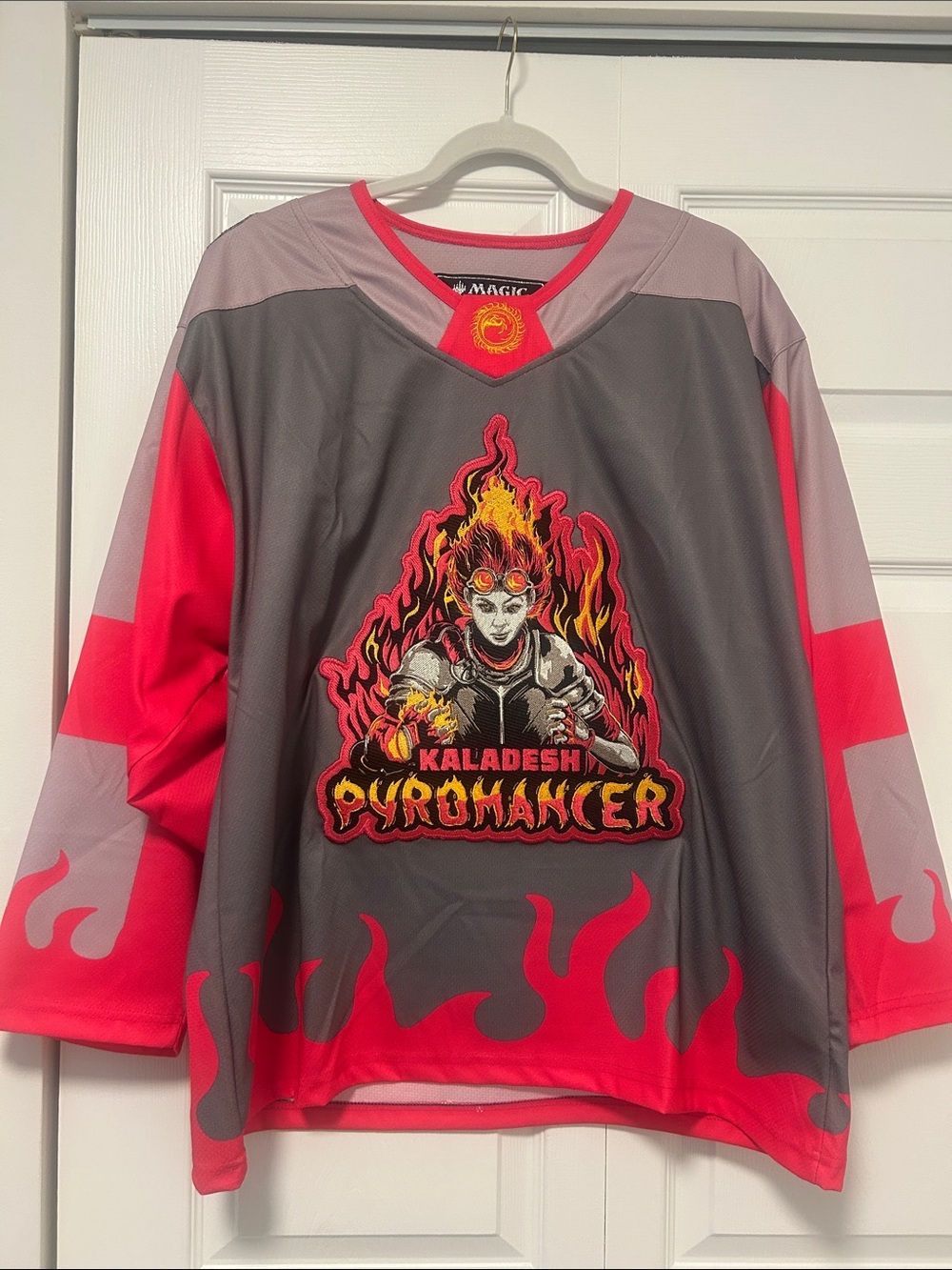 Geeky Jersey Magic 'Chandra 93' Gray & Red Hockey Jersey